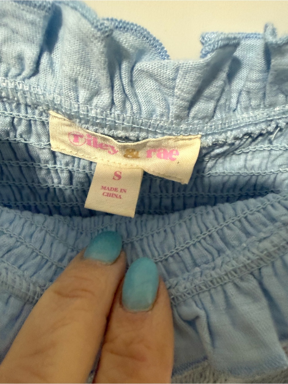 Riley & Rae Light Blue Smocked Ruffle Jumpsuit - Picture 3 of 7